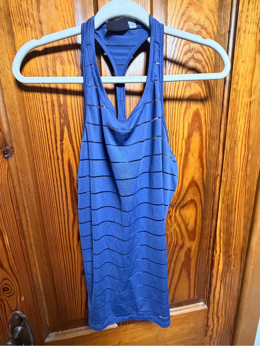 Athleta Blue Striped Racerback Swim Coverup Tank